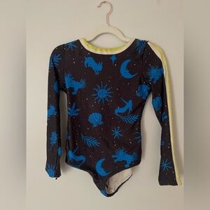 Free People Agua Bendita Celestial Black and Blue Long Sleeve Surf Swimsuit